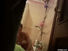 Hot spy livecam episode of my friend's dark brown GF taking shower 